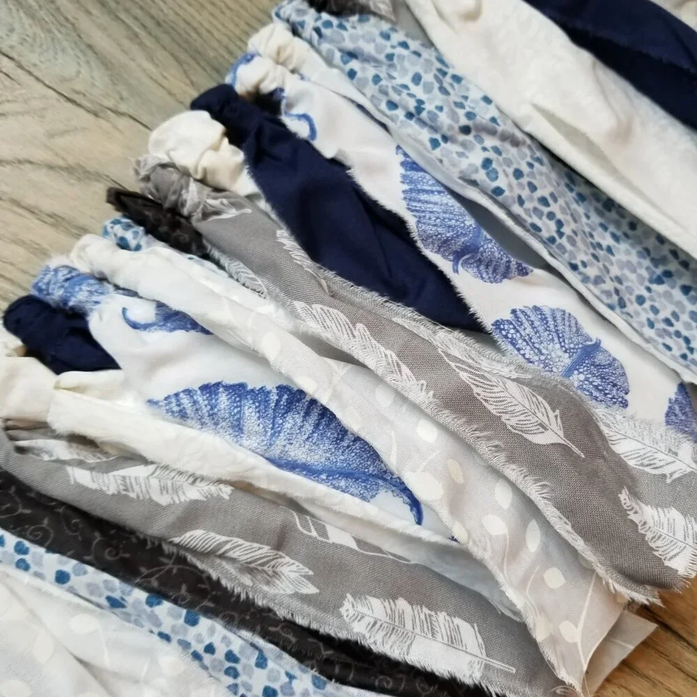 Fabric Banner Wall Hanging | Cubicle Decor, Fabric Garland | Blue Bohemian | 7'